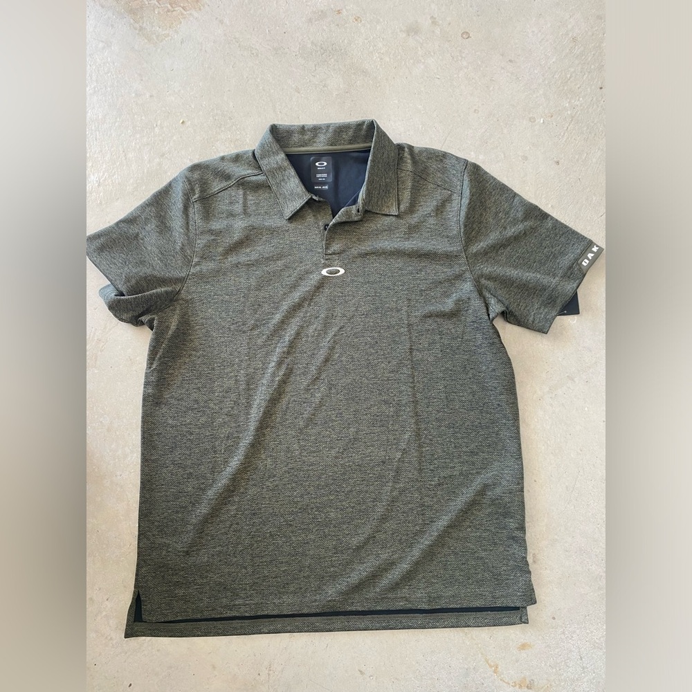 Men's Oakley Aero Ellipse Polo Shirt XXL Green Heather Golf Short Sleeve NWT